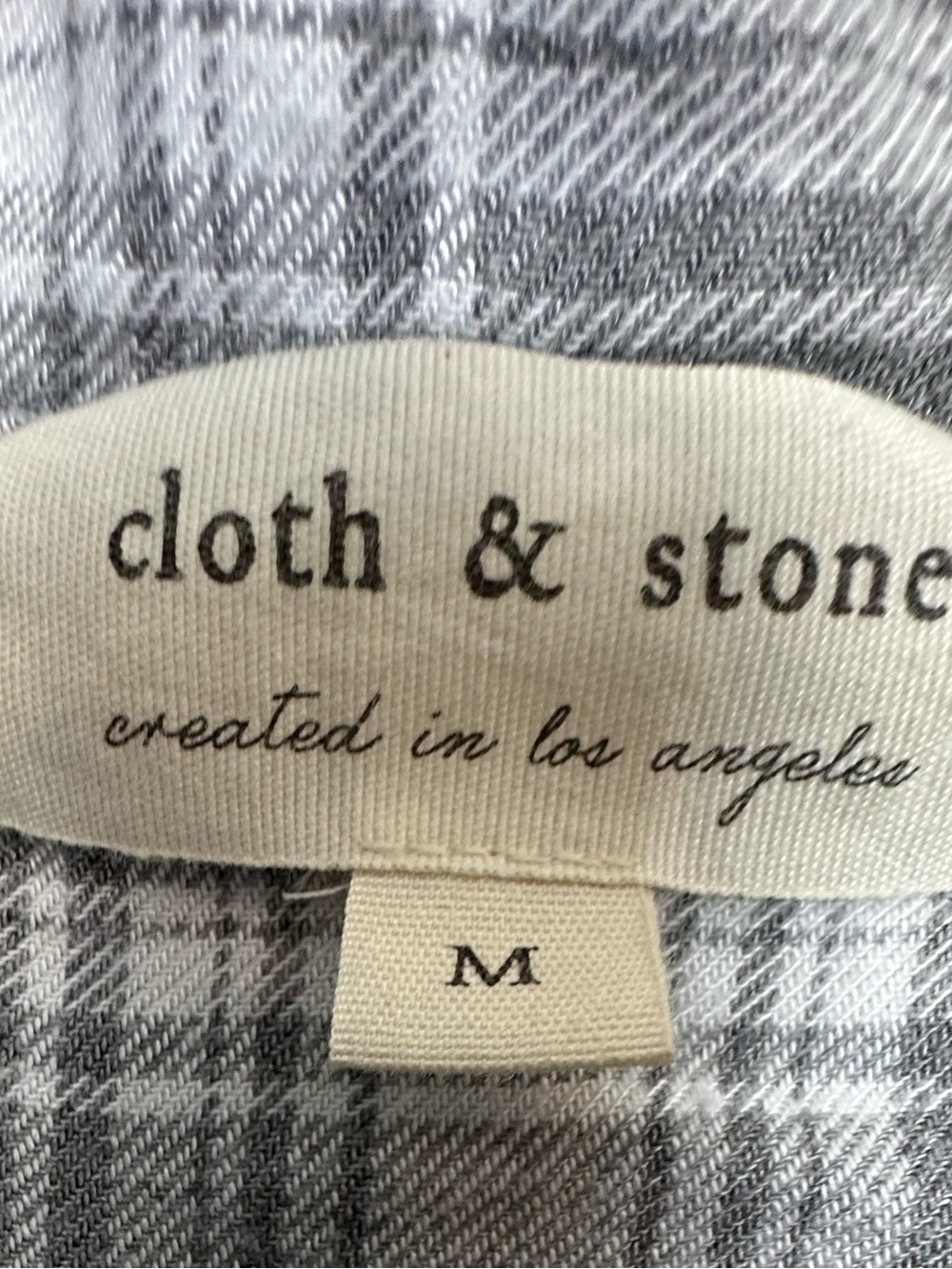 cloth & stone White and Gray Plaid Button-Up Shirt with Frayed Hem - Picture 3 of 5